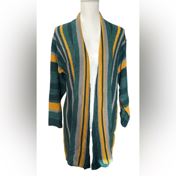 Anthony Richards Green and Yellow Cardigan Sweater - Picture 1 of 4